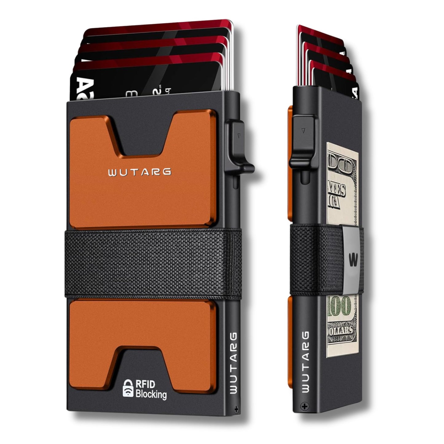 Tarjetero WUTARG Carbon orange | Aluminio 6061 mate con Protección RFID