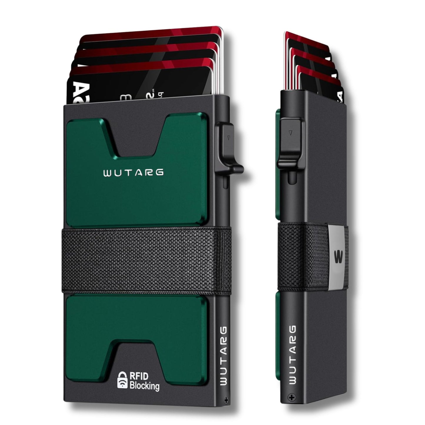 Tarjetero WUTARG Carbon green | Aluminio 6061 mate con Protección RFID