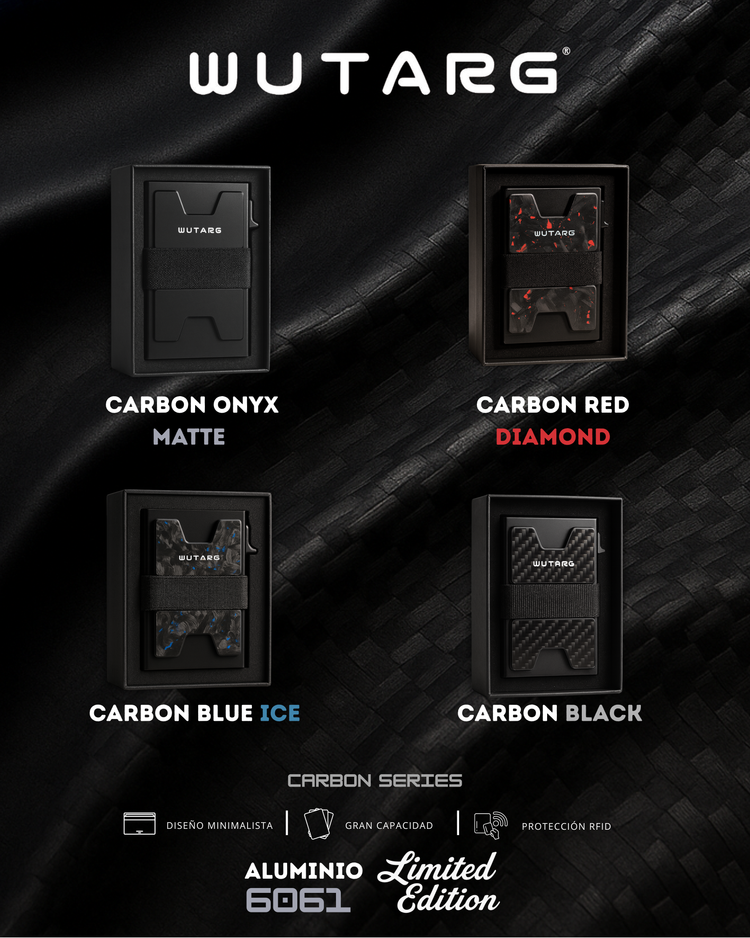 WUTARG Carbon Series | Tarjeteros metálicos RFID de aluminio 6061