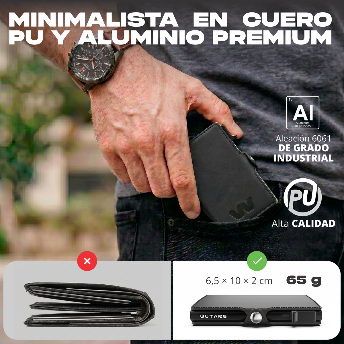 Tarjetero WUTARG Urban Series | Cuero Pu alta resistencia y Protección RFID