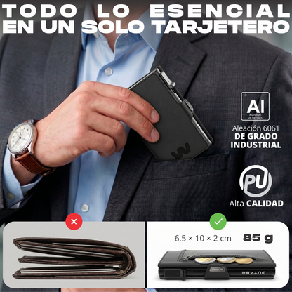 Tarjetero WUTARG Classic Series | RFID · Pop-up escalonado · Cremallera para monedas