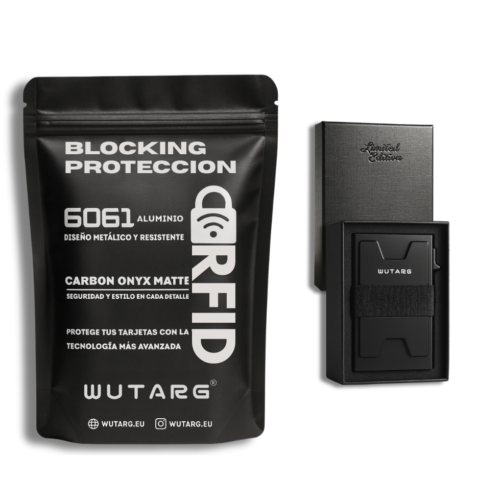 Tarjetero WUTARG Carbon Onyx Matte | Aluminio 6061 mate con Protección RFID
