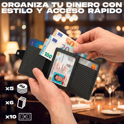 Tarjetero WUTARG Classic Series | RFID · Pop-up escalonado · Cremallera para monedas