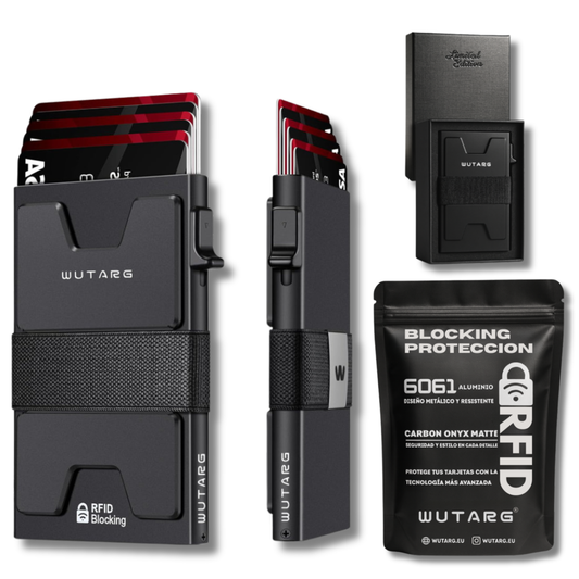Tarjetero WUTARG Carbon Onyx Matte | Aluminio 6061 mate con Protección RFID