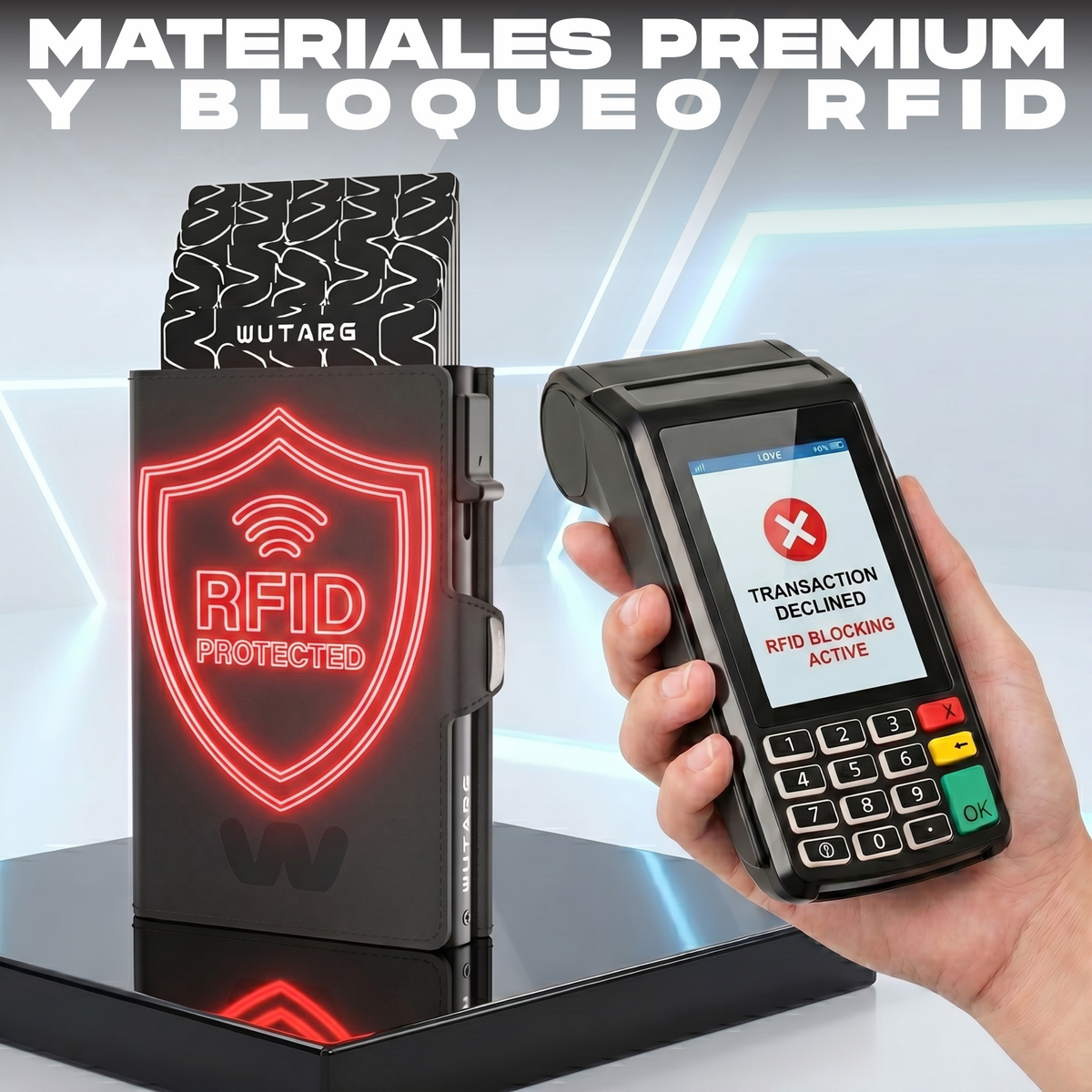 Tarjetero WUTARG Classic Series | RFID · Pop-up escalonado · Cremallera para monedas