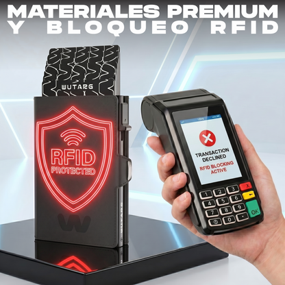 Tarjetero WUTARG Classic Series | RFID · Pop-up escalonado · Cremallera para monedas