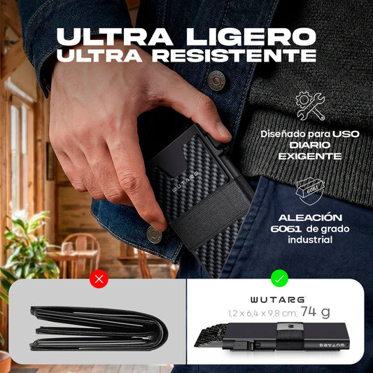 Tarjetero WUTARG Carbon Series | Aluminio 6061 y Protección RFID