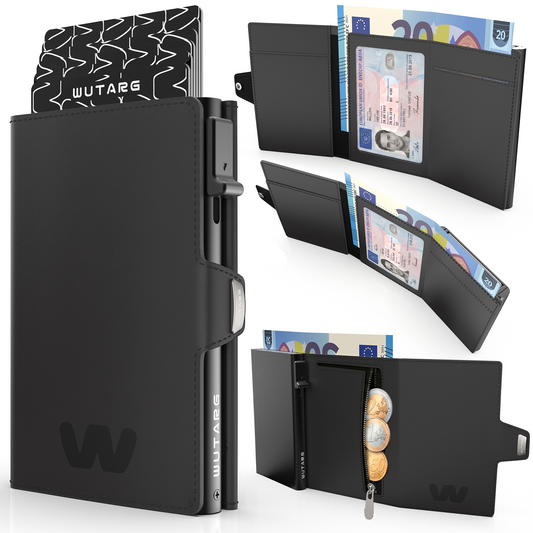 Tarjetero WUTARG Classic Series | RFID · Pop-up escalonado · Cremallera para monedas