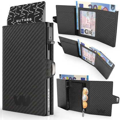 Tarjetero WUTARG Classic Series | RFID · Pop-up escalonado · Cremallera para monedas