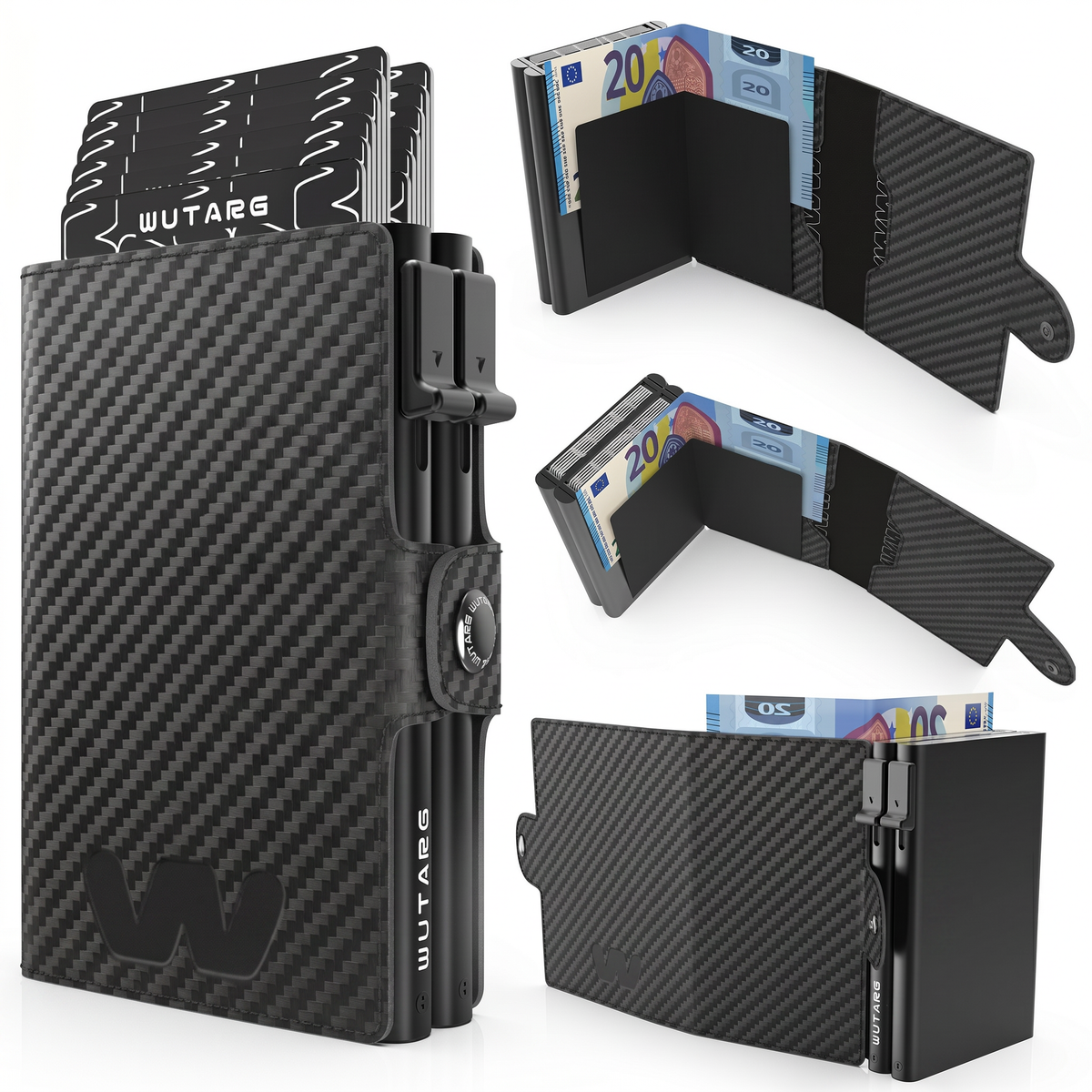 Tarjetero WUTARG Deluxe Series | Cuero Pu alta resistencia y Protección RFID