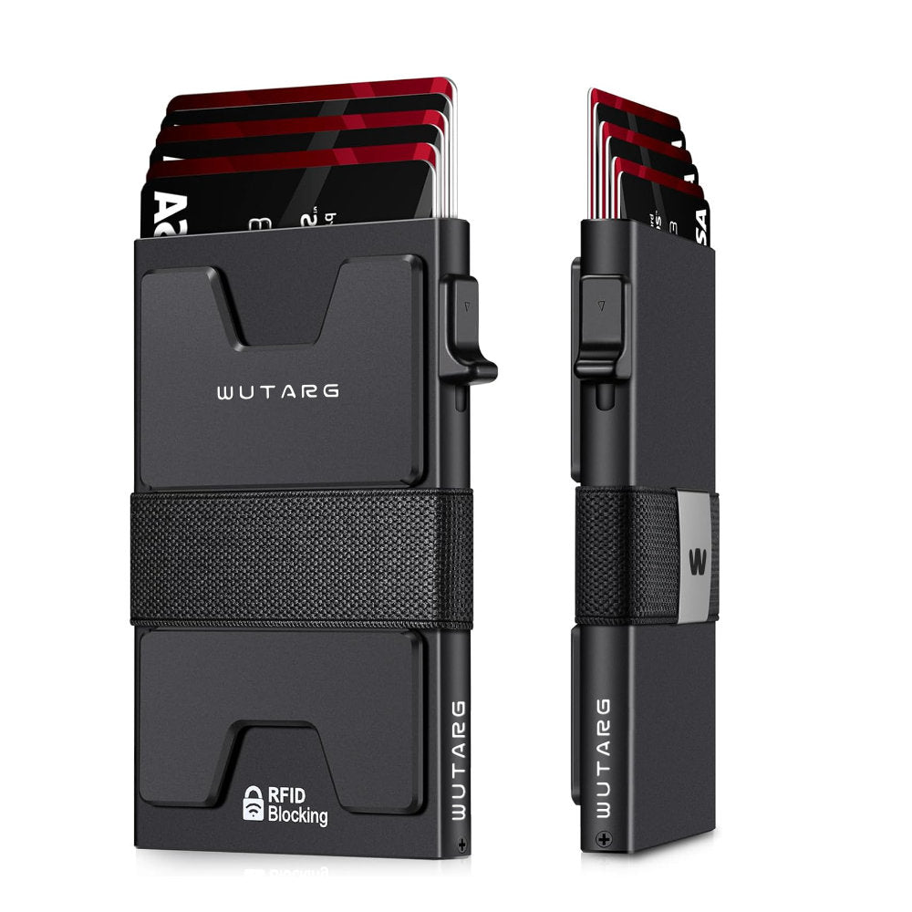 Tarjetero WUTARG Carbon Onyx Matte | Aluminio 6061 mate con Protección RFID