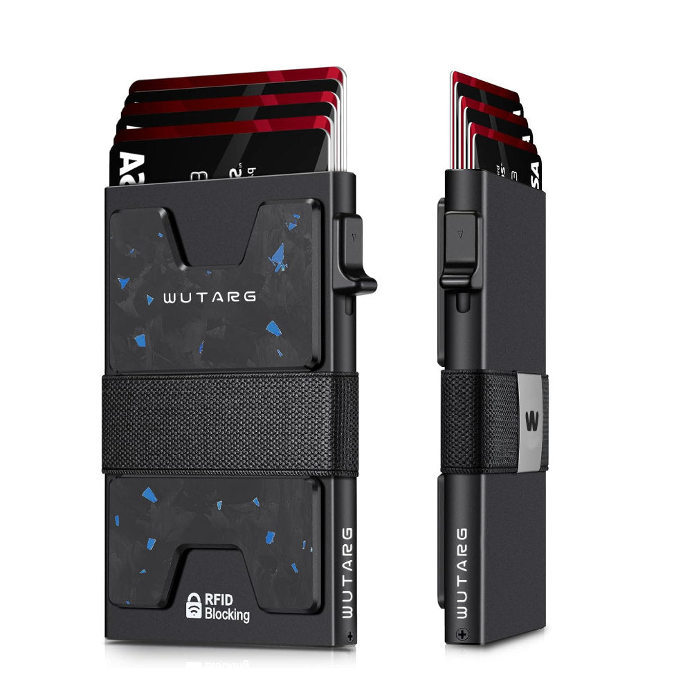 Tarjetero WUTARG Carbon Blue Ice | Aluminio 6061 con Protección RFID