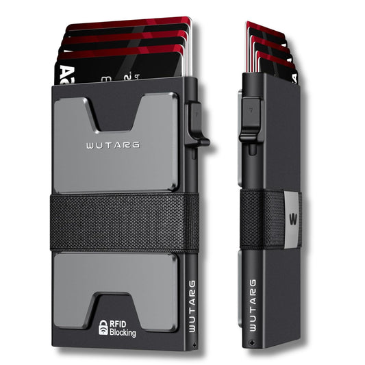 Tarjetero WUTARG Carbon grey| Aluminio 6061 mate con Protección RFID