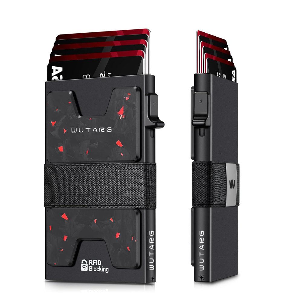 Tarjetero WUTARG Carbon Red Diamond | Aluminio 6061 con Protección RFID